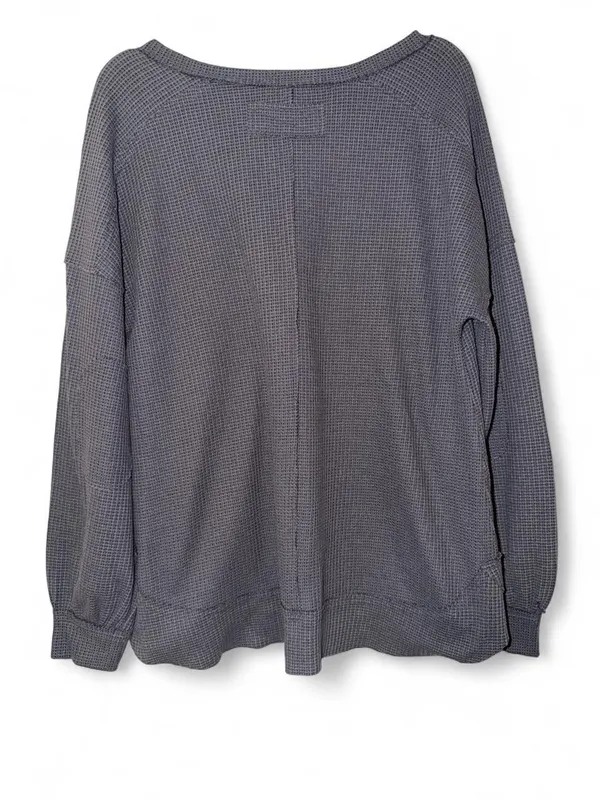 Waffle Knit V-Neck Altar'd State Medium Grey Top - Image 2