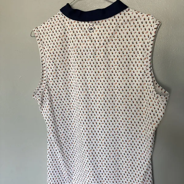 Peter Millar Sleeveless Polo Shirt Size Large White UPF 50+ Golf With Logo - Image 5