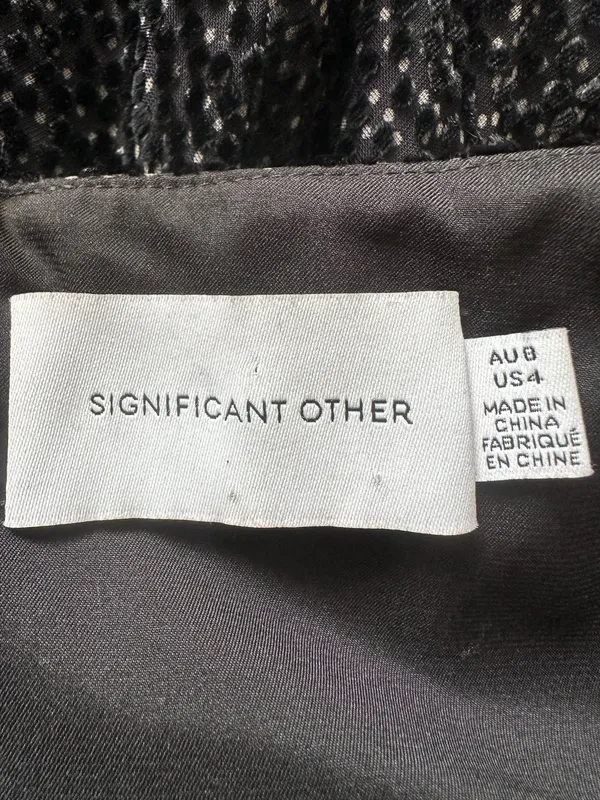 Significant Other Dress Halter Midi Cut Outs Ruffle Velvet Polka Dot Black Sz 4 - Image 8