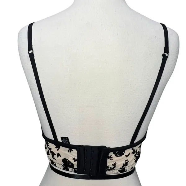INC International Concepts Bralette‎ S Tan Black Velvet Floral Wirefree Coquette - Image 4