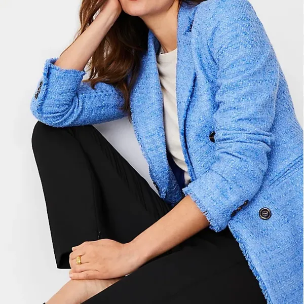 Ann Taylor Fringed Tweed Double Breasted Blazer NWT - Image 4