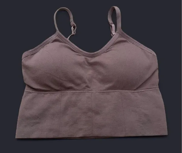 Brown Minimalist Sports Bra with Adjustable Straps - Image 2