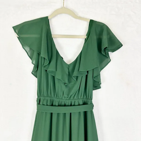 Baltic Born Katya Ruffle Maxi Dress Size Small Evergreen Chiffon - Image 9