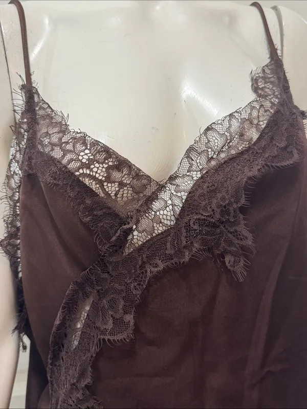 WOMAN STRAPPY SHORT SATIN ZW ASYMMETRIC LACE DRESS Size XL - Image 6