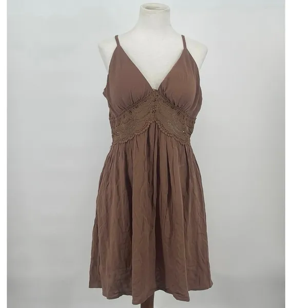 NWT Almost Famous Brown Babydoll Sundress Crochet Y2K Forest‎ Fairy Coquette - Image 9