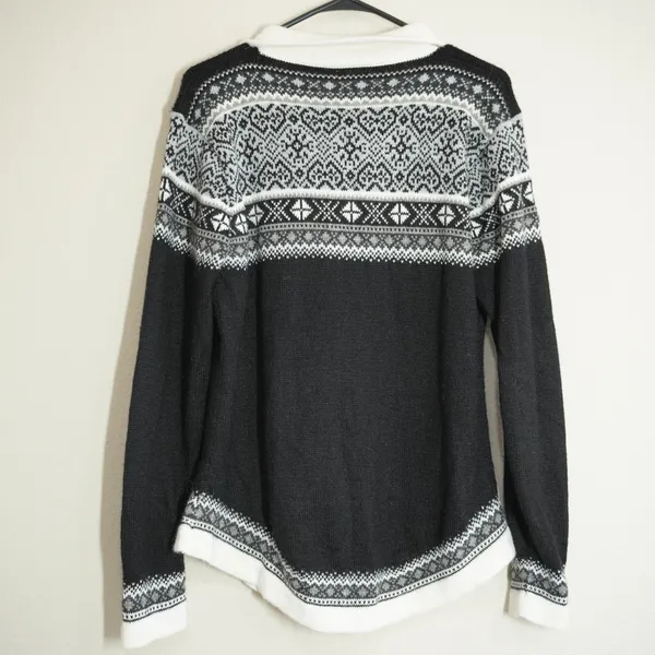 Artesania Womens Large Quarter Zip Sweater Black Nordic Alpaca Blend Cozy Winter - Image 5