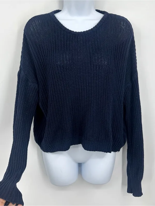 Brandy Melville Blue Open Knit Sweater One Size Boho - Image 2
