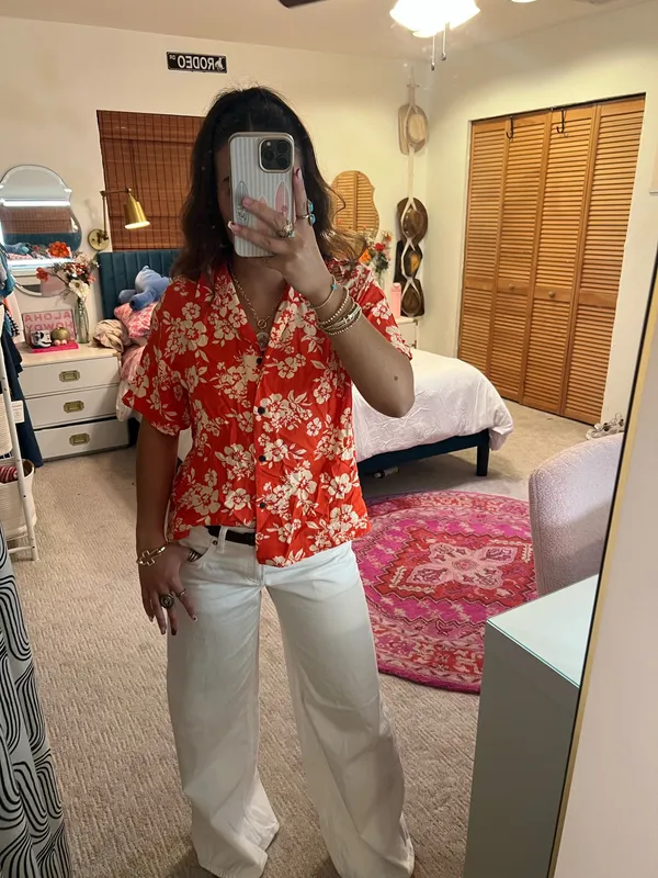 Floral blouse Red - Image 2