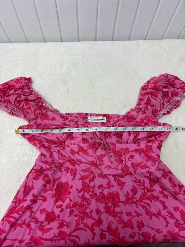 Urban Outfitters Pink Floral Mini Dress‎ Short Sleeve Lightweight size L - Image 7