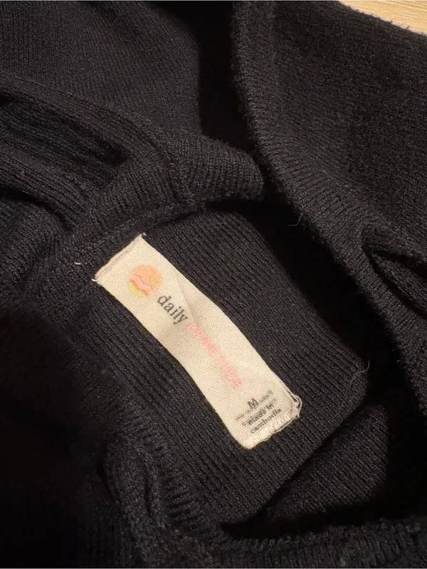 Black Hooded Crewneck Sweater for Women - Image 2