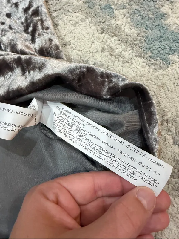 Zara Gray Silver Crushed Velvet Halter Tank Open Back S NWT - Image 7