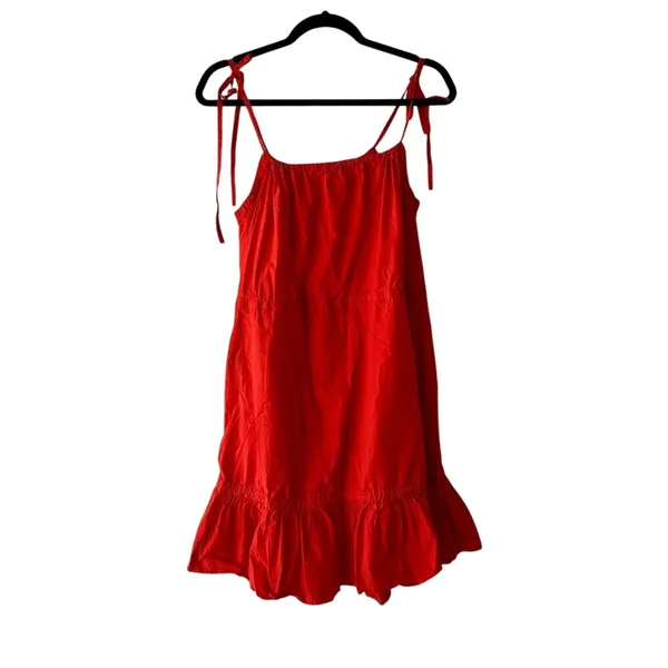 Chinti & Parker Red Tie Waist Dress‎ Tie Strap Ruffle Hem Casual Sundress US 10 - Image 5