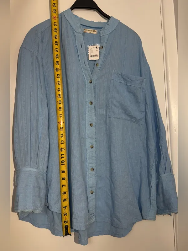 NWT We The Free Light Blue Striped Button-Up Shirt - Image 14