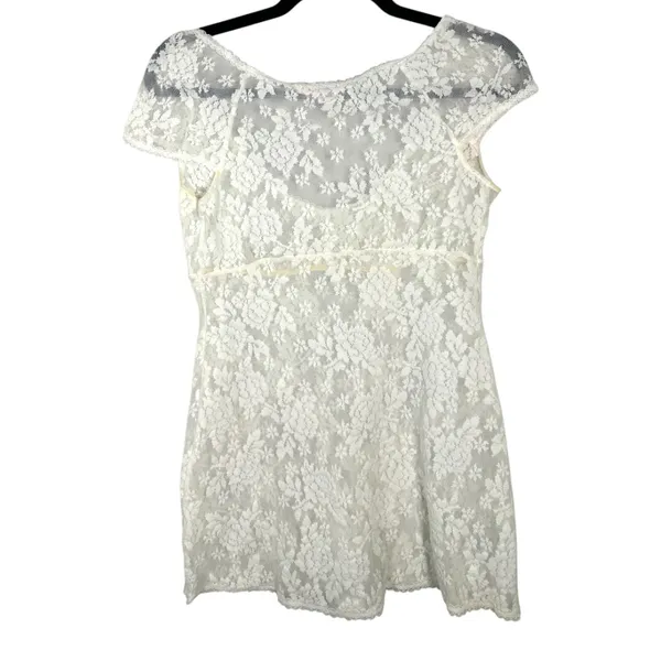 Victoria's Secret Vintage Y2K Sheer Floral Lace Babydoll Baby Doll Tee Medium - Image 5