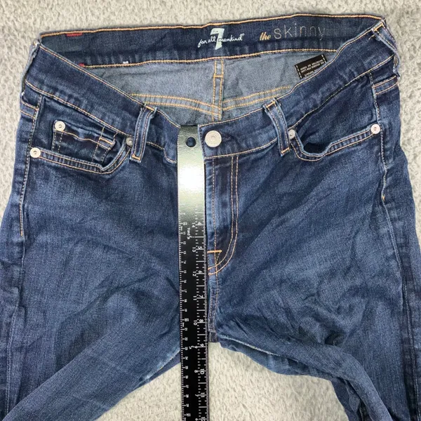 7 For All Mankind‎ The Skinny Jeans Women 31x29 Dark Wash Denim Stretch Pants - Image 4