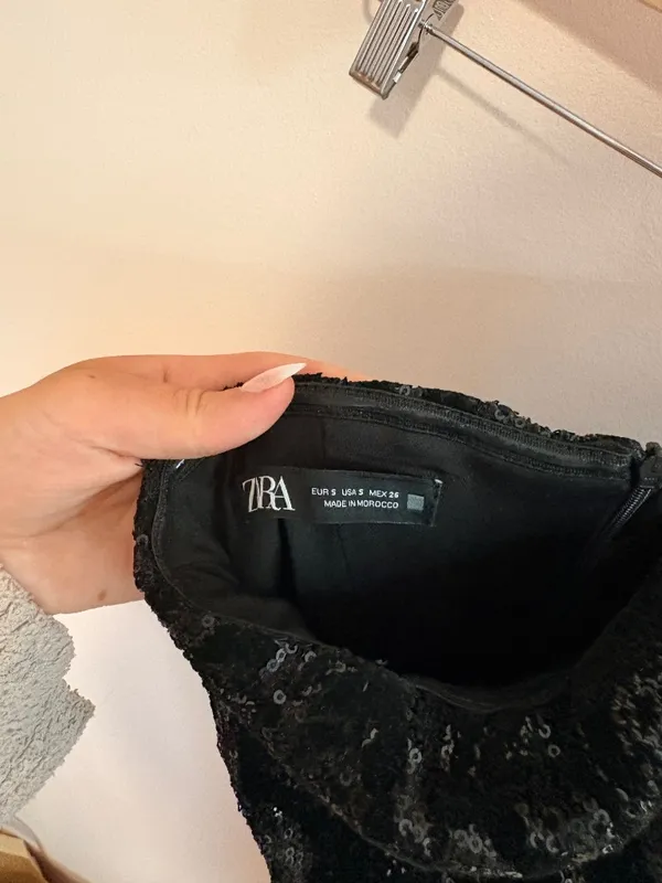 ZARA strapless Black sparkly mini dress - Image 3