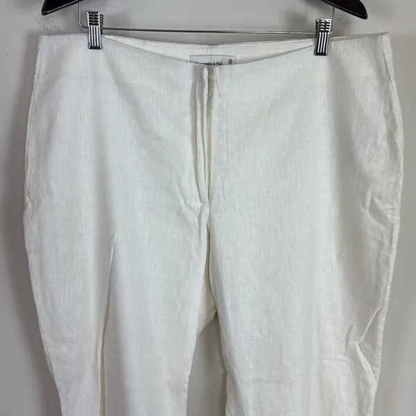 Abercrombie & Fitch Linen‎ Chinos Pants White Size 33 - Image 2