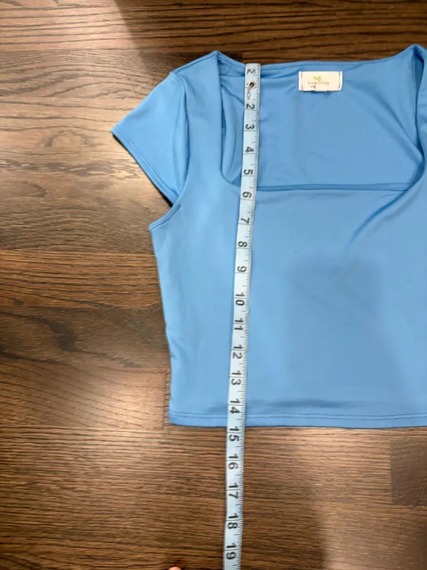 Live in the Moment Top Square Neck Crop Blue - Image 3