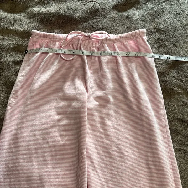 EDIKTED Pink & White Pinstripe Lounge Style Pants Drawstring Sz S EUC no pockets - Image 7