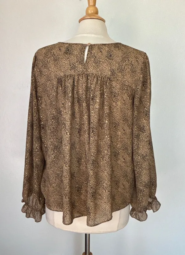 Sincerely Jules Animal Print Metallic Long Sleeve Blouse - Image 2