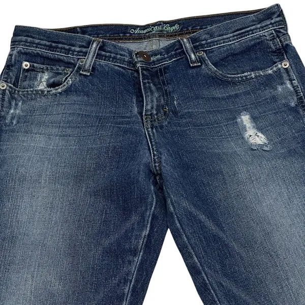 Vintage American Eagle Mid Rise‎ Flare Blue Denim Jeans Women's Size 4 Reg. Y2K - Image 2