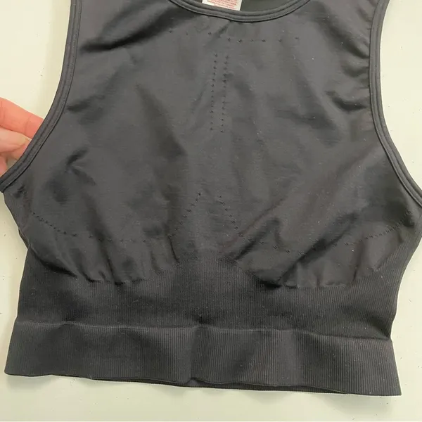 Gymshark Sweat Seamless Midi Tank Sports Bra Compression Exercise Workout Black - Image 2
