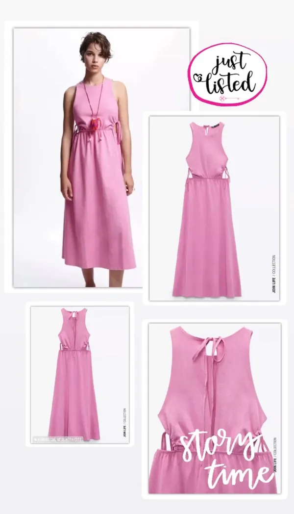 Zara Pink Cut Out Midi Dress - Image 4