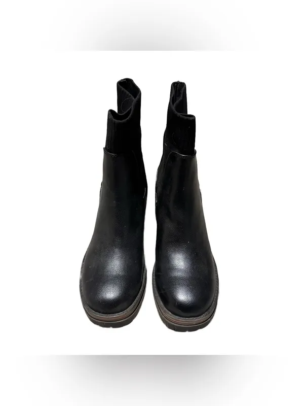 Mia Gretta Lug Ankle Boot Women's 9 Black Leather Heeled Pull On Chelsea NWT - Image 6