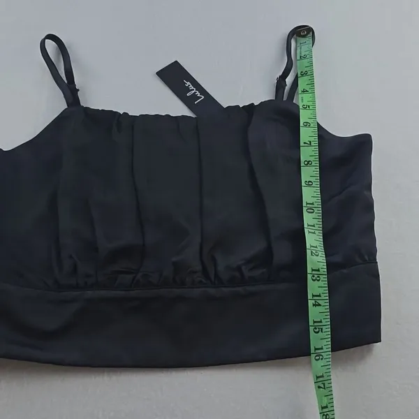 Lulus -385 NWT Luxe'd Out Black Satin‎ Cropped Tank Top Women's Size Large - Image 7