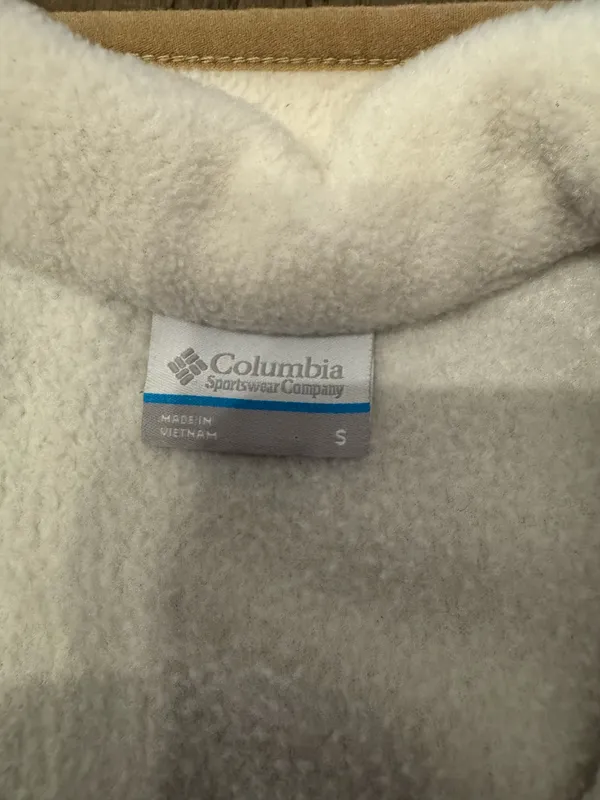 Columbia Size Small Women's Fleece Pullover Quarter Snap Cream Beige Trim - Image 2