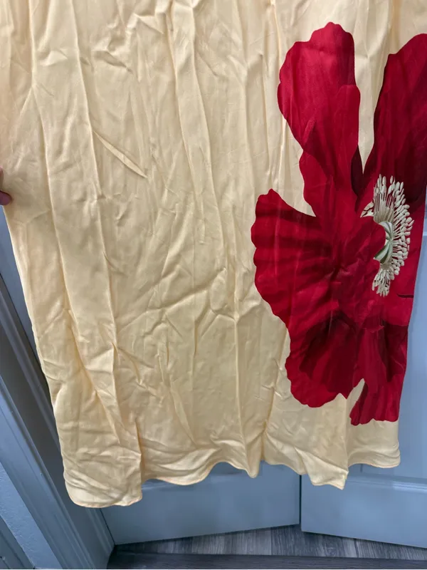 Farm Rio Light Yellow Poppy Flowers Sleeveless Maxi Dress size large - Image 5