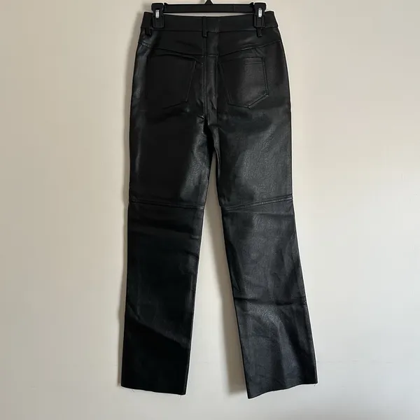 Princess‎ Polly Size 4 Women's Black Mid Rise Faux Leather Pants Straight leg - Image 2