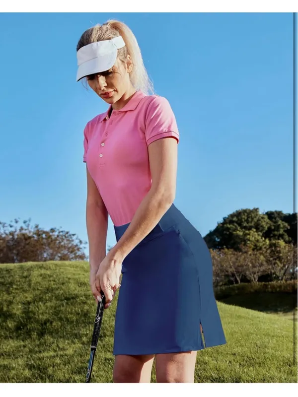 NEW Blue Heathyoga Knee Length Skorts Golf Skirt Pockets Zipper S 20” - Image 8