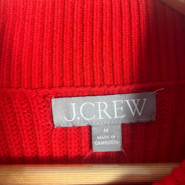J. Crew Ribbed turtleneck sweater in stretch yarn bright red size medium - Image 4