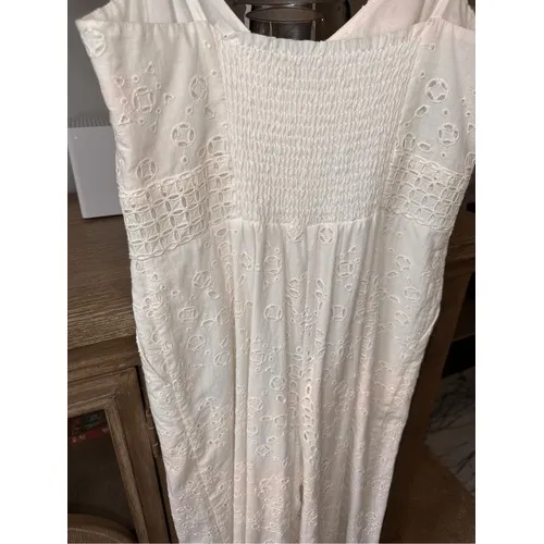 LoveShackFancy Eyelet Cotton Wide Leg Jumpsuit Womens White Size‎ 4 - Image 11