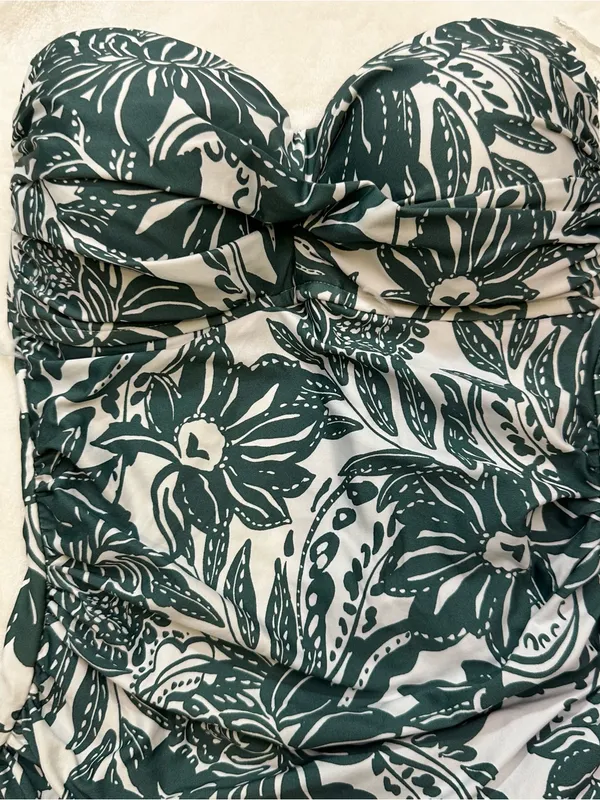 Anne Cole Strapless Green Tropical-Print One-Piece Swimsuit - Image 2