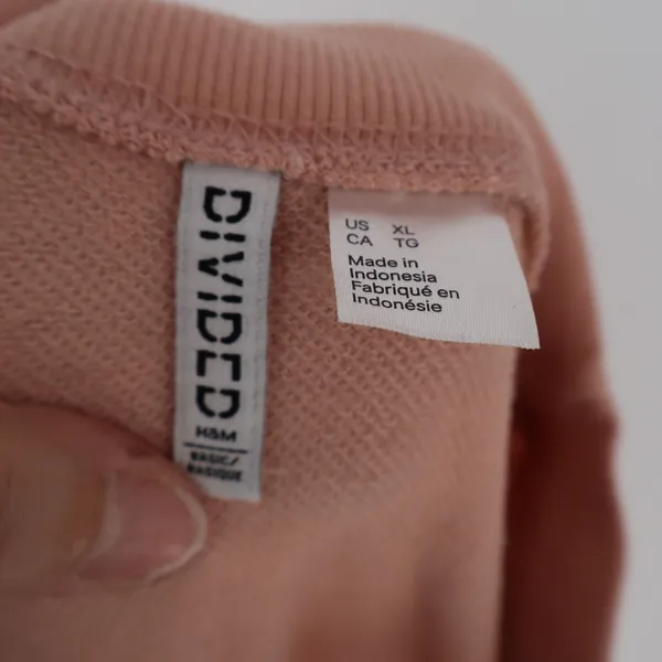 H&M Divided Sweatshirt Womens XL Pink Cotton Love Embroidered Crew Neck Pullover - Image 3