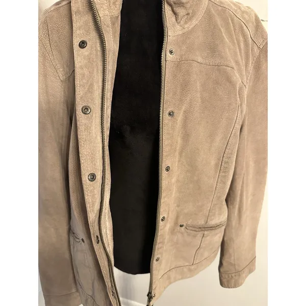 Coldwater Creek Suede Leather Jacket Snap/Zip Front Tan Vintage Women’s XL(18) - Image 3