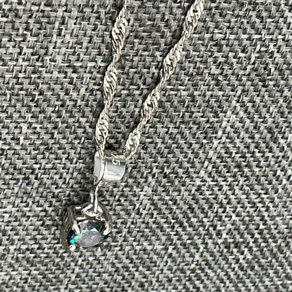 Sterling Silver Very Pretty Multi-green Crystal 925 Signed Pendant/ Silver plated Chain - Image 6