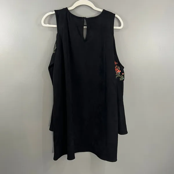 Sugar Lips Dress Womens Medium Black Great Cold Shoulder Floral Embroidery D5110 - Image 8