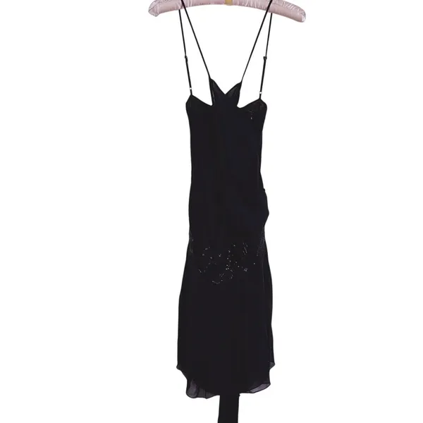 Ted Baker Silk Sequin Beaded Mini Dress Womens M Black Cocktail Old Hollywood - Image 4