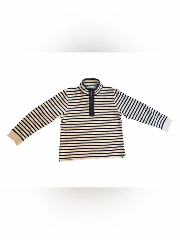L.L. Bean Navy and White Striped Half-Zip Pullover - Image 2