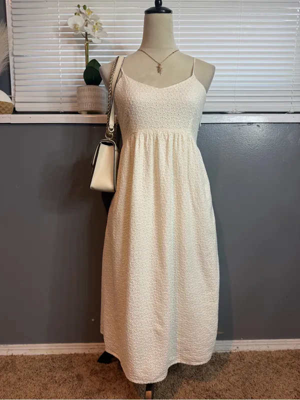 The Prairie by Rachel Ashwell White Eyelet Cotton Midi Dress Size 6 Cottagecore - Image 3