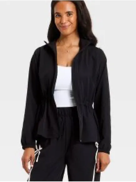 🖤VIVELY Black Running Jacket Full Zip Drawstring Waist Peplum🖤 ~medium 🆕 - Image 2