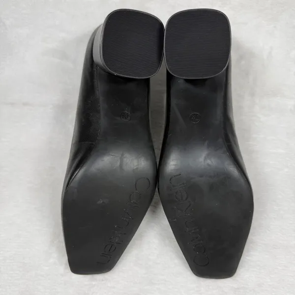 Calvin Klein Kcalanta2 Black Leather Square Toe Block Heel Pumps Women's Size 6M - Image 10