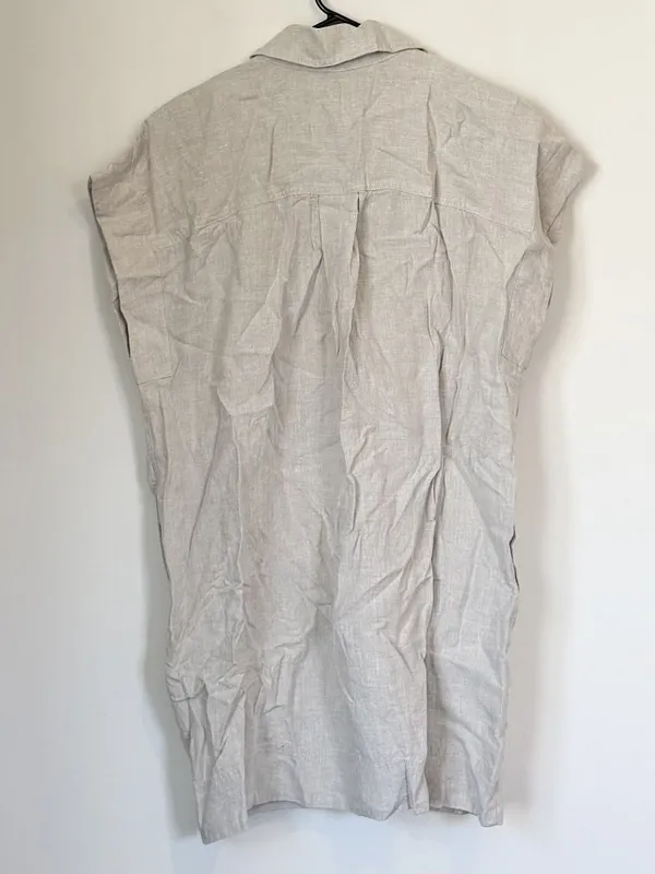 NWT Madewell Utility Short-Sleeve Mini Shirtdress in 100% Linen - Size: Large - Image 6