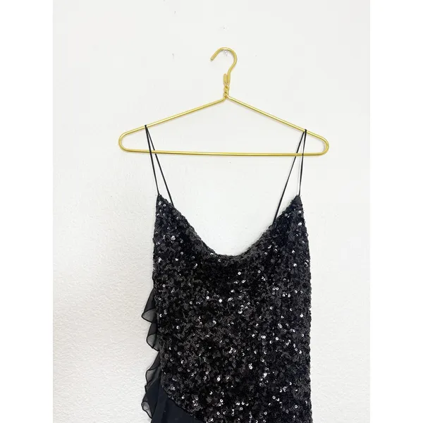 NWT Zara Black Short Sequin Dress With Ruffle Trim Size XS Party Cocktail - Image 5
