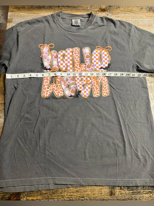 Comfort Colors Pepper Halloween Graphic Tee with Orange & Purple Accents - Image 5