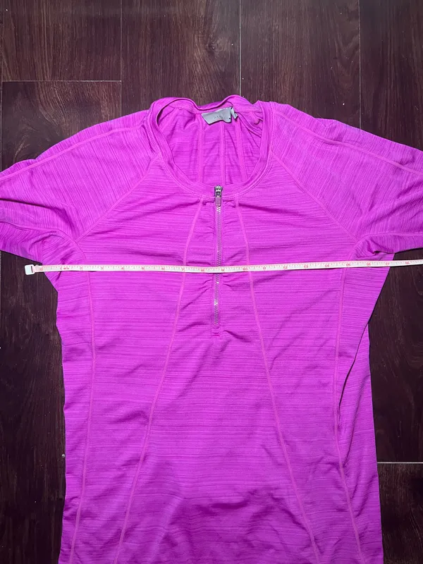Athleta Purple Zip Up Running Shirt Short Sleeve Size M - Image 6
