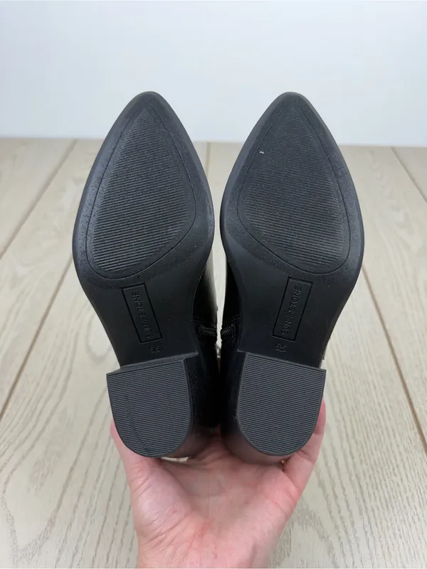 Sun + Stone Women's Indianaa Studded Western Block Heel Booties 5.5 Black Smooth - Image 8